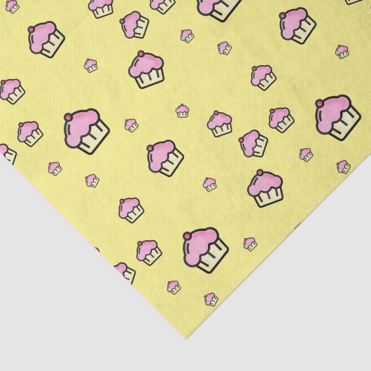 Schattige cupcake patroon Geel Tissue Paper Tissuepapier (Detail)