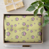 Schattige cupcake patroon Geel Tissue Paper Tissuepapier (Geschenk)