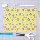 Schattige cupcake patroon Geel Tissue Paper Tissuepapier (Craft)