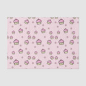Schattige Cupcake Patroon Roze Tissue Papier (Voorkant)