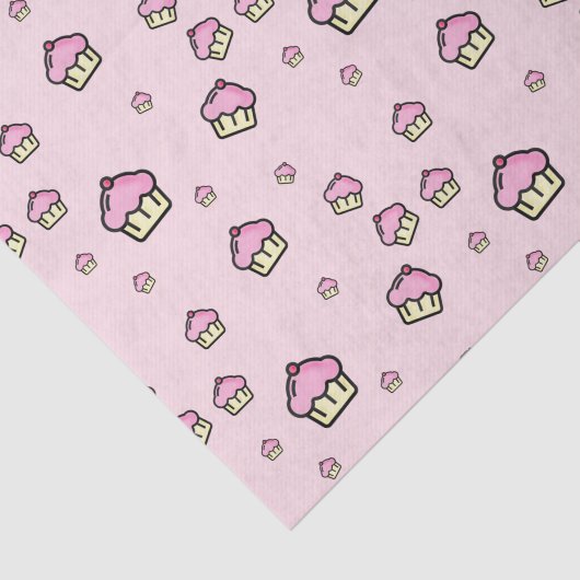 Schattige Cupcake Patroon Roze Tissue Papier (Detail)
