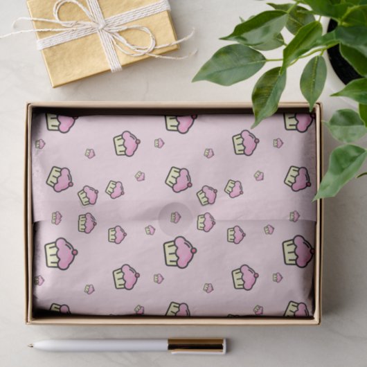 Schattige Cupcake Patroon Roze Tissue Papier (Geschenk)