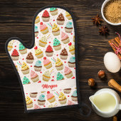 Schattige Cupcake Pattern, Baker Gift met aangepas Ovenwant