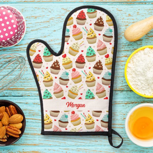 Schattige Cupcake Pattern, Baker Gift met aangepas Ovenwant