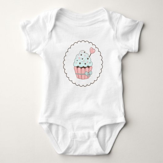 Schattige Cupcake Pink & Mint Blue Design Romper (Voorkant)