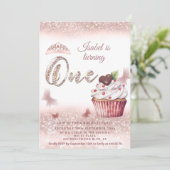 Schattige Cupcake Roos gouden glitterige vlinder t Kaart (Staand voorkant)