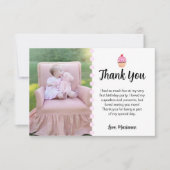 Schattige Cupcake Roze Meisje Eerste Verjaardagsfe Bedankkaart (Voorkant)