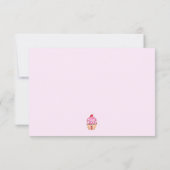 Schattige Cupcake Roze Meisje Eerste Verjaardagsfe Bedankkaart (Achterkant)