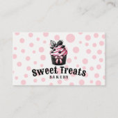 Schattige Cupcake Sweet Treats Roze Polka Dots Bak Visitekaartje (Voorkant)