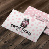 Schattige Cupcake Sweet Treats Roze Polka Dots Bak Visitekaartje