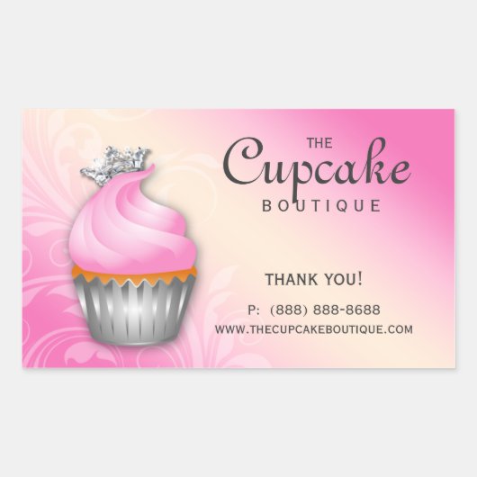 Schattige Cupcake Verjaardag Sticker Kroon Roze (Voorkant)