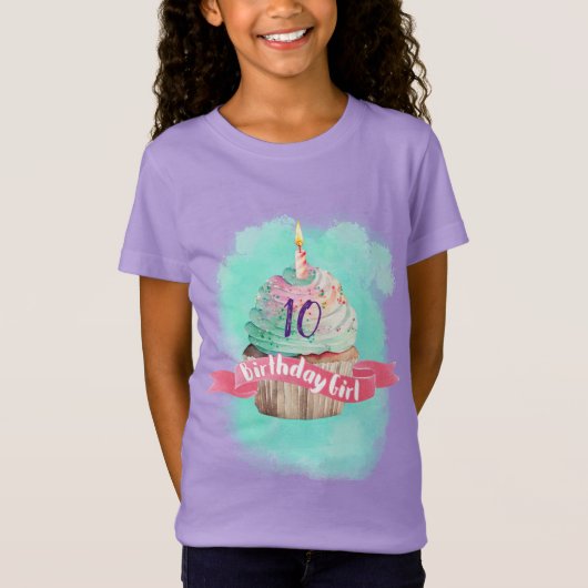 Schattige Cupcake Verjaardags Meisje Cupcake met L T-shirt (Voorkant)