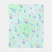 schattige cupcake Zoete zeemeermin Verjaardagsfees Fleece Deken (Voorkant)