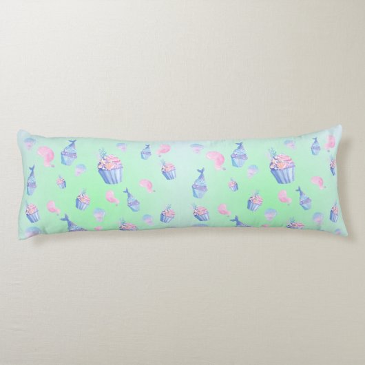 schattige cupcake Zoete zeemeermin Verjaardagsfees Lichaamskussen (Achterkant)