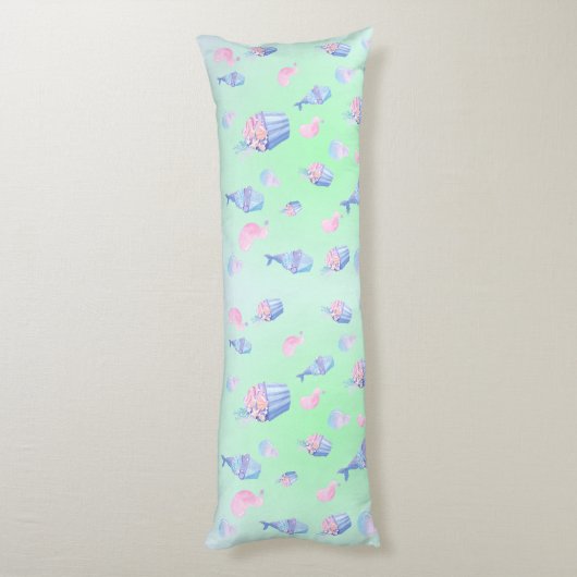 schattige cupcake Zoete zeemeermin Verjaardagsfees Lichaamskussen (Achterkant (Verticaal))