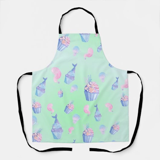 schattige cupcake Zoete zeemeermin Verjaardagsfees Schort (Voorkant)