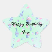 schattige cupcake Zoete zeemeermin Verjaardagsfees Ster Sticker (Voorkant)