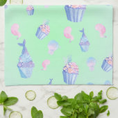 schattige cupcake Zoete zeemeermin Verjaardagsfees Theedoek (Gevouwen)