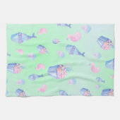 schattige cupcake Zoete zeemeermin Verjaardagsfees Theedoek (Horizontaal)