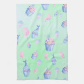 schattige cupcake Zoete zeemeermin Verjaardagsfees Theedoek (Verticaal)