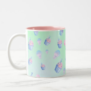 schattige cupcake Zoete zeemeermin Verjaardagsfees Tweekleurige Koffiemok