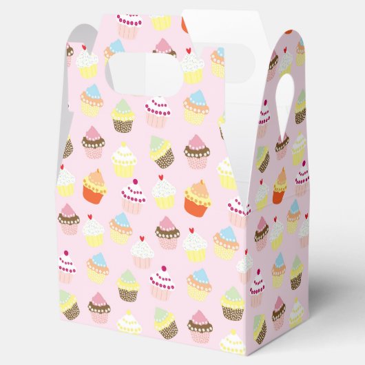 Schattige Cupcakes Patroon Pastel Roze Bedankdoosjes (Geopend)