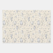 Schattige  Cupid Angels Grijs Beige Bloemen Toile Inpakpapier Vel (Voorkant 2)