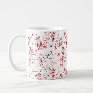Schattige Cupid Angels Red Floral Toile Koffiemok