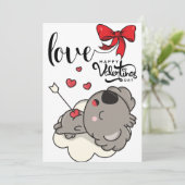 Schattige Cupid Koala Valentijnsdag Design Kaart (Staand voorkant)