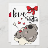 Schattige Cupid Koala Valentijnsdag Design Kaart (Voorkant / Achterkant)