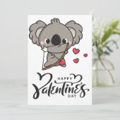 Schattige Cupid Koala Valentijnsdag Design Kaart (Staand voorkant)