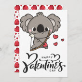 Schattige Cupid Koala Valentijnsdag Design Kaart (Voorkant / Achterkant)