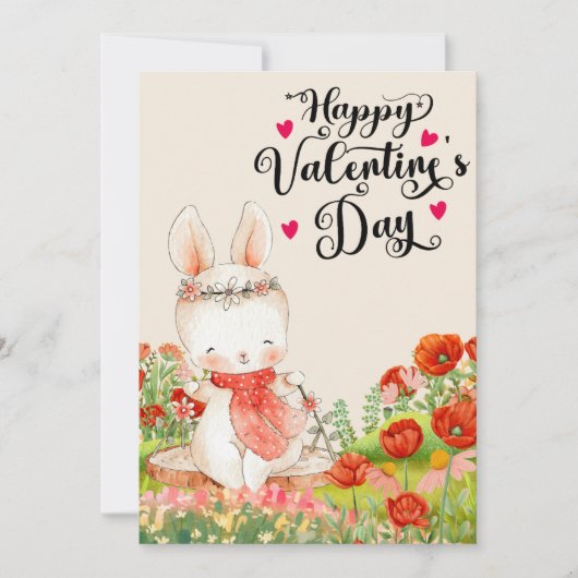 Schattige Cupid Rabbit Valentijnsdag ontwerp Kaart (Voorkant)