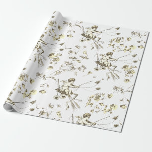 Schattige Cupido Angel Beige Cream Bloementoilet Cadeaupapier