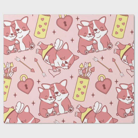 Schattige Cupido Corgis inpakpapier (Vlak)