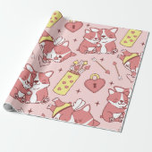 Schattige Cupido Corgis inpakpapier (Uitgerold)