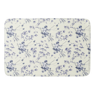 Schattige  Cupido Engel Blauw Bloemen Toile Badmat