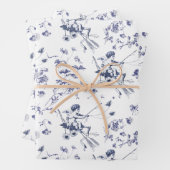 Schattige  Cupido Engel Blauw Bloemen Toile Inpakpapier Vel (In situ)