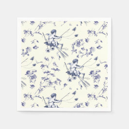 Schattige Cupido Engel Blauw Bloemen Toile Servet