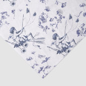 Schattige  Cupido Engel Blauw Bloemen Toile Tissuepapier (Detail)