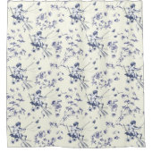 Schattige  Cupido Engel Blauw Wit Bloemen Toile Douchegordijn (Voorkant)