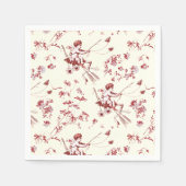 Schattige  Cupido Engel Ivoor Rood Bloemen Toile Servet (Voorkant)