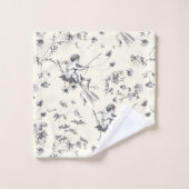 Schattige  Cupido Engel Zwart Wit Bloemen Toile Bad Handdoek (Wasdoekje)