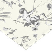 Schattige  Cupido Engel Zwart Wit Bloemen Toile Korte Tafelloper (Hoek)