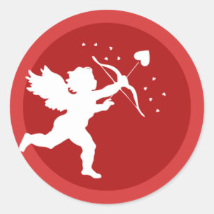 Schattige Cupido met Zijn Boog Ronde Valentijn sti Sticker