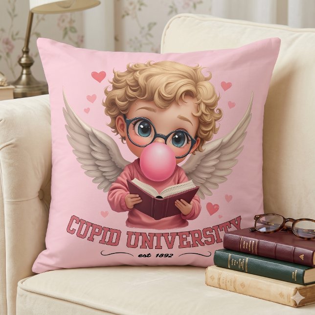 Schattige Cupido Universiteit Bubble Gum Engel Est Kussen (Cute Cupid University Bubblegum Angel Aesthetic Throw Pillow)