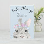 Schattige Curious Grey Rabbit Pink Floral Crown Ea (Staand voorkant)