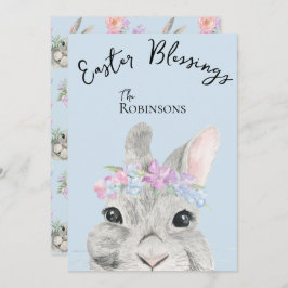 Schattige Curious Grey Rabbit Pink Floral Crown Ea