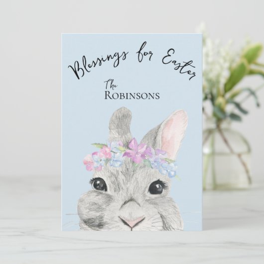 Schattige Curious Grey Rabbit Pink Floral Crown Ea (Staand voorkant)