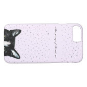 Schattige Curious Peeking Cat met Stippen Naam toe Case-Mate iPhone Case (Achterkant (Horizontaal))